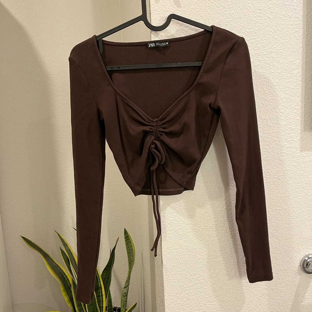 Zara long sleeve crop top